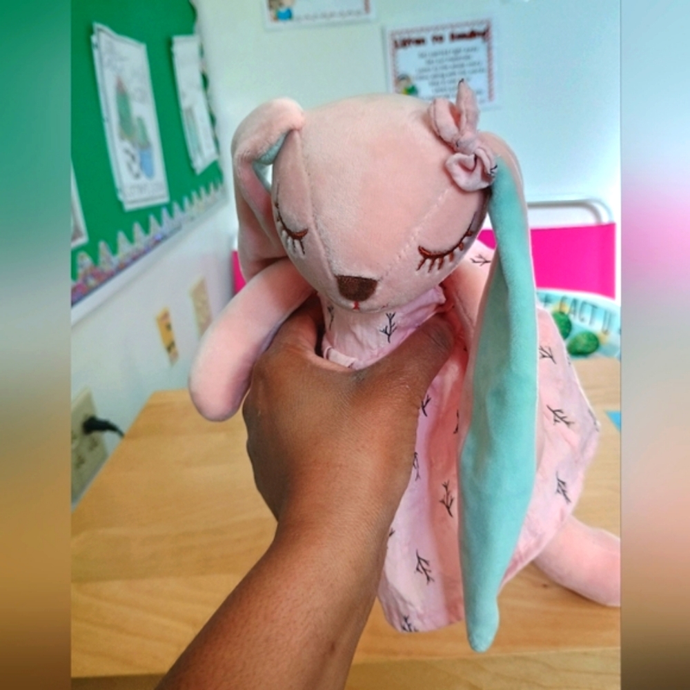 CooVs Bunny Rabbit bashful Long Ear Plush Easter Lovey Plush Toy With Dress 13in - Picture 9 of 14